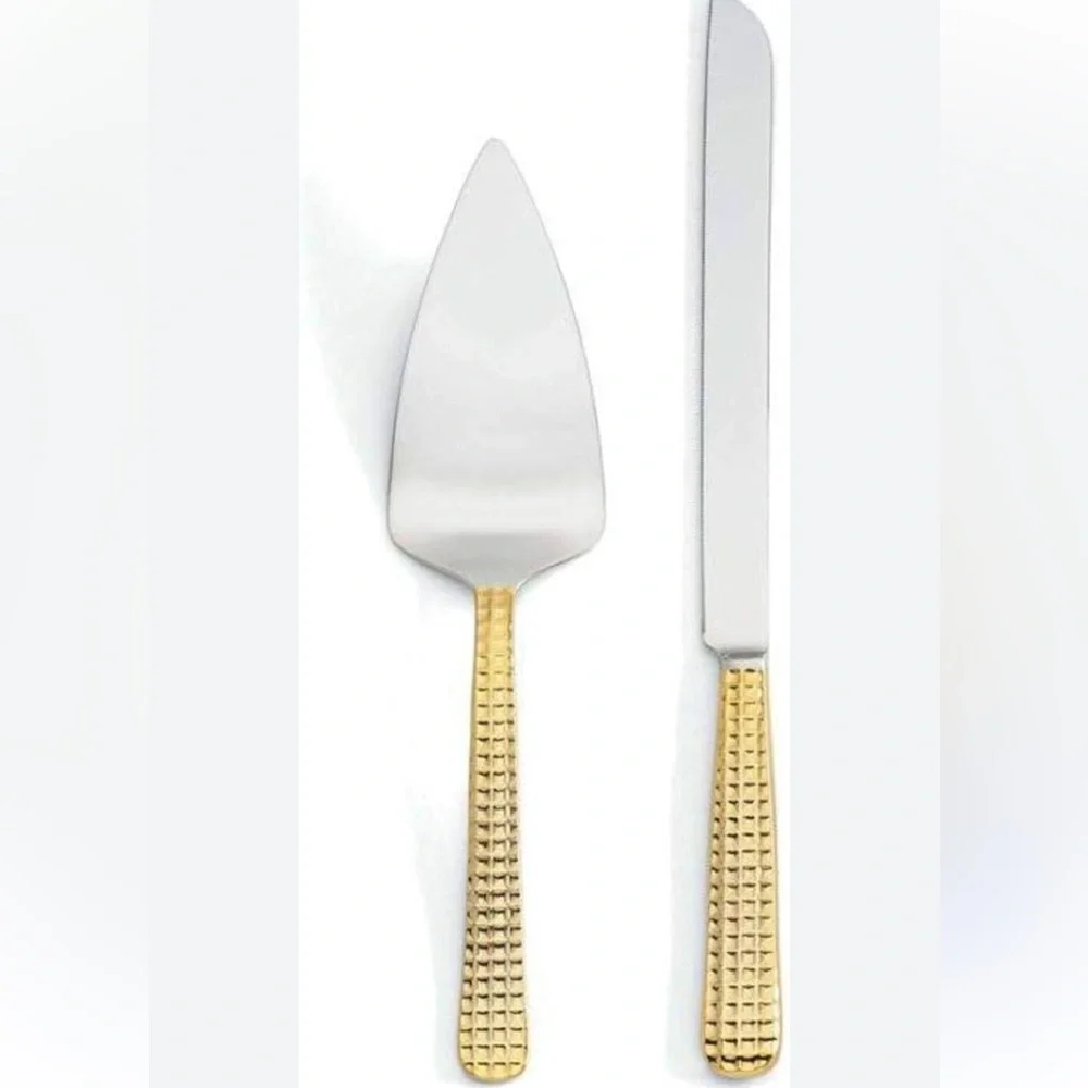 Wilton Elegant Gold Handle Knife and Server Set